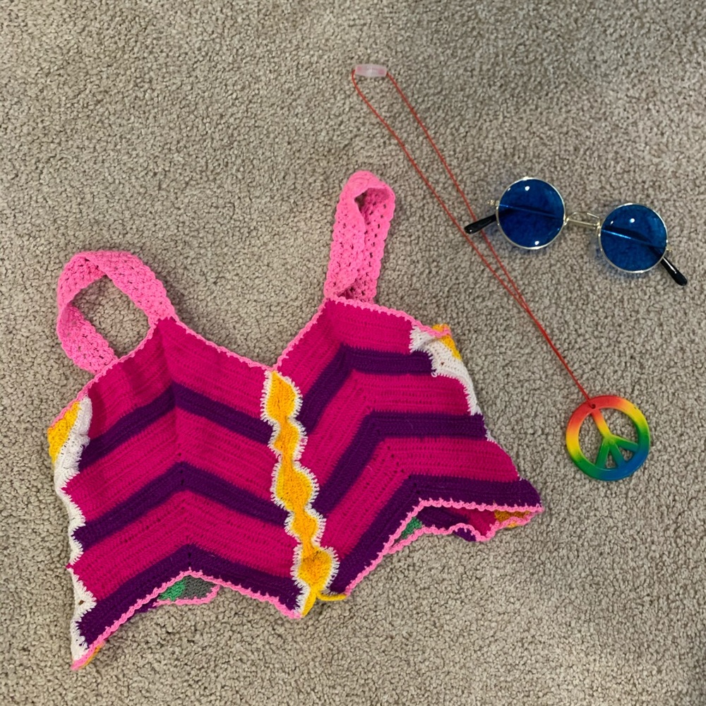 Hippie 70’s halloween costume knitted top - Picture 1 of 1